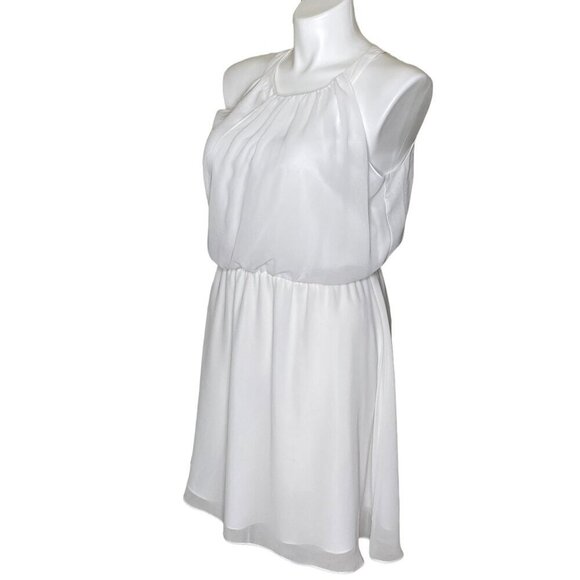 Gianni Bini White Blouson Halter Mini Dress, Sleeveless Juniors Size L - Picture 7 of 9